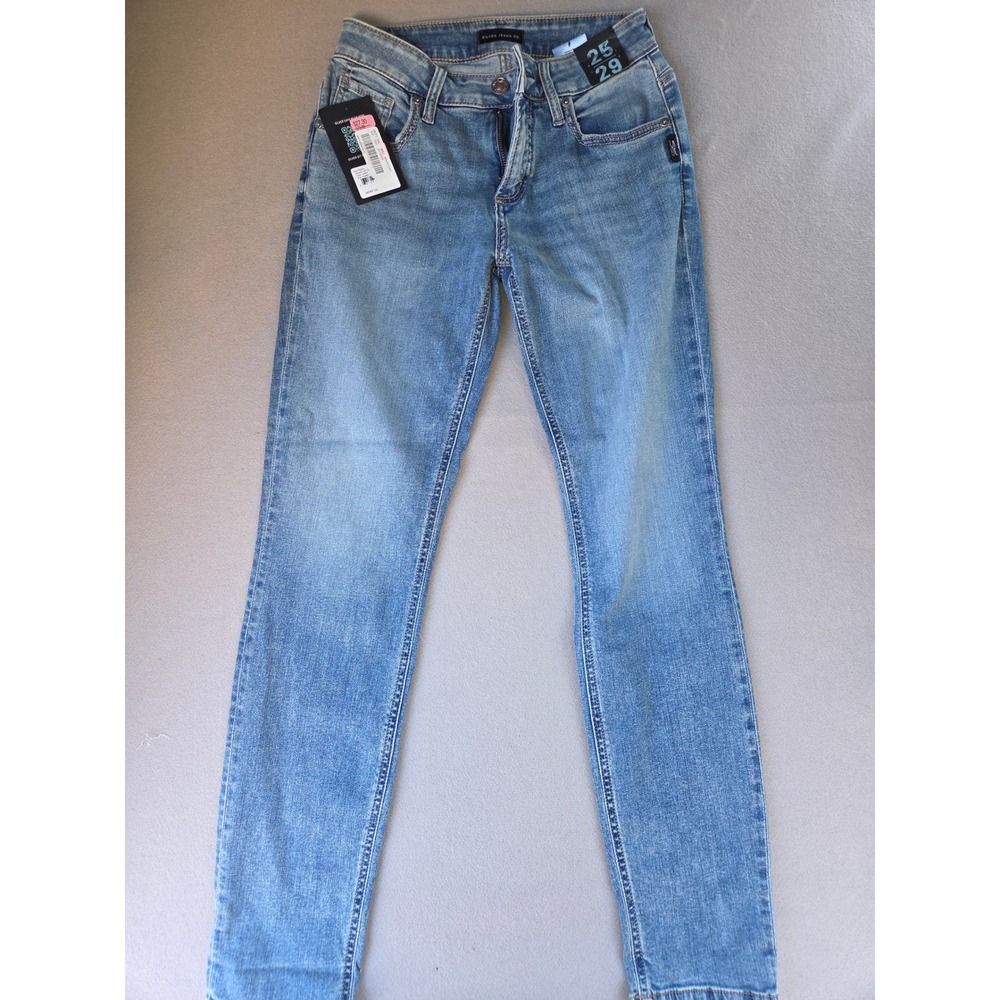 Silver Jeans Co Boyfriend Slim Leg Mid Rise Light Wash Denim Jeans 25x29 NEW